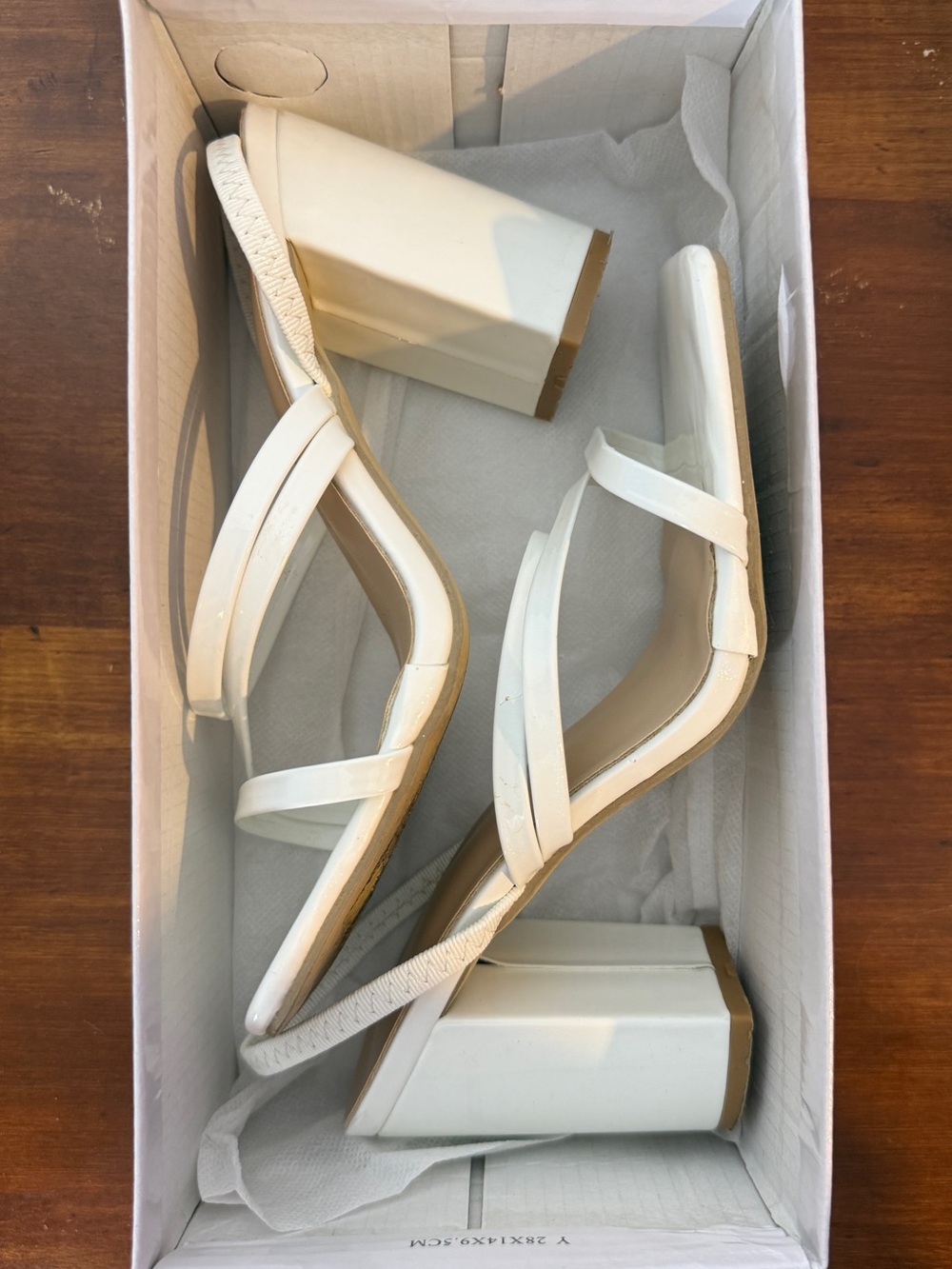 SHEIN White Strappy Block Heel Sandals Women’s Size 7.5/38 | EUC